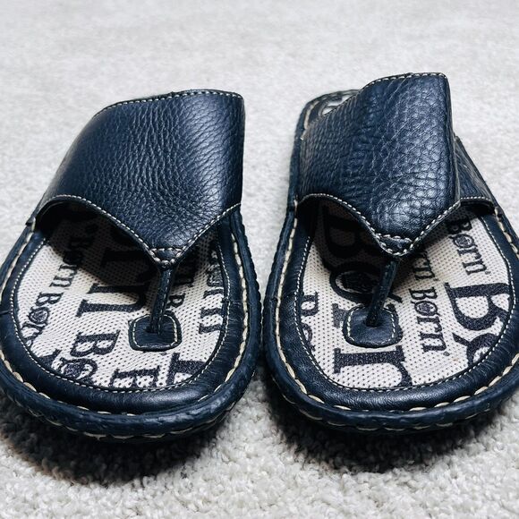 Børn Black Leather Thong Sandals Women 8 EU 39 Excellent Condition Cushion Slide - Picture 4 of 10